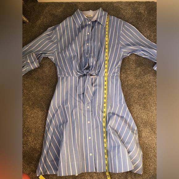 NWOT Sandro Striped Tie-Front Shirt Dress Mini in Blue/White Size 38 FR/6 US - Picture 7 of 16